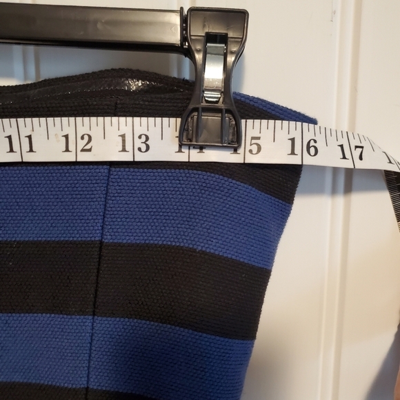Trina Turk Black and Blue Striped Strapless Dress Size 8 - Picture 7 of 9